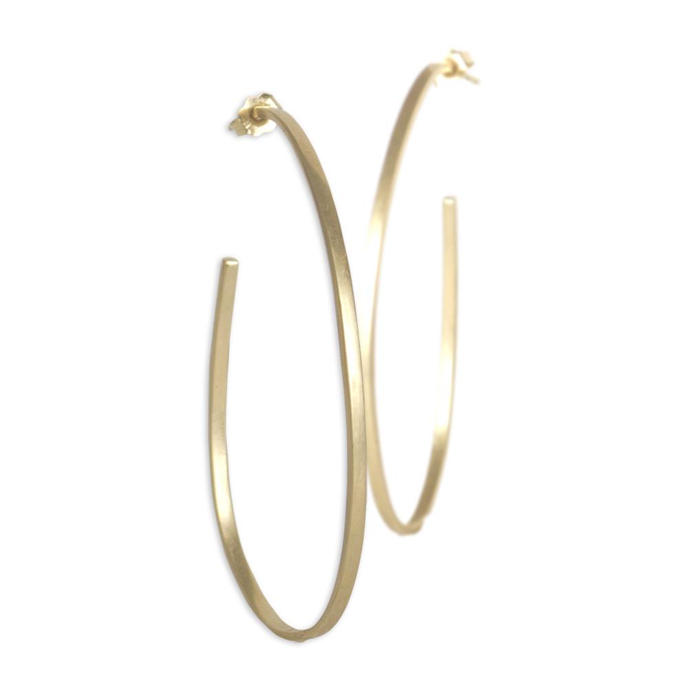 14k yellow gold oval sliver hoops