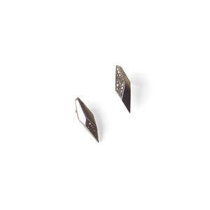 14k white gold plated in black rhodium with black pave diamonds small shard studs
