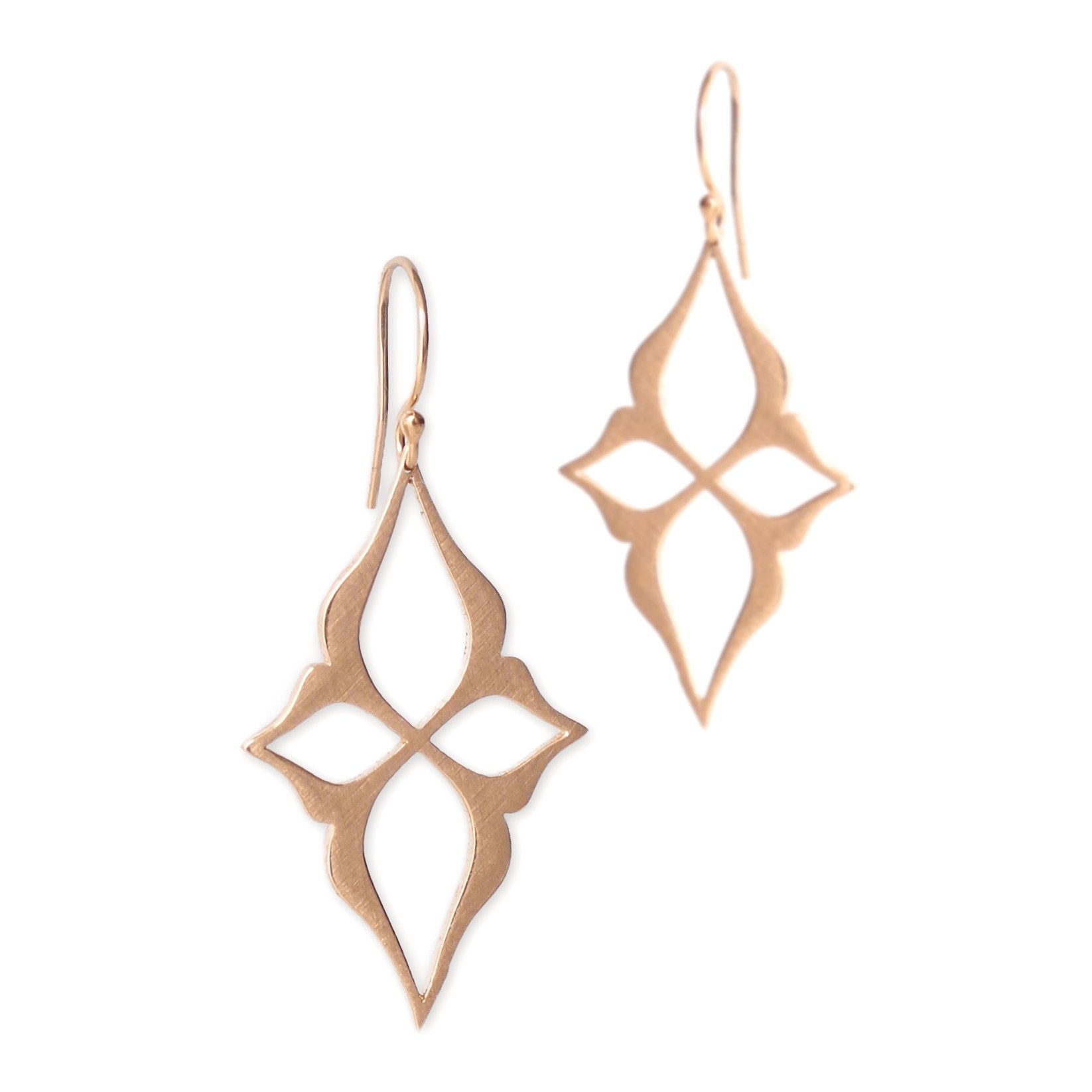 14k rose gold arabesque star earrings