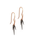 18k rose gold/sterling silver plated in black rhodium trio point dangle earrings