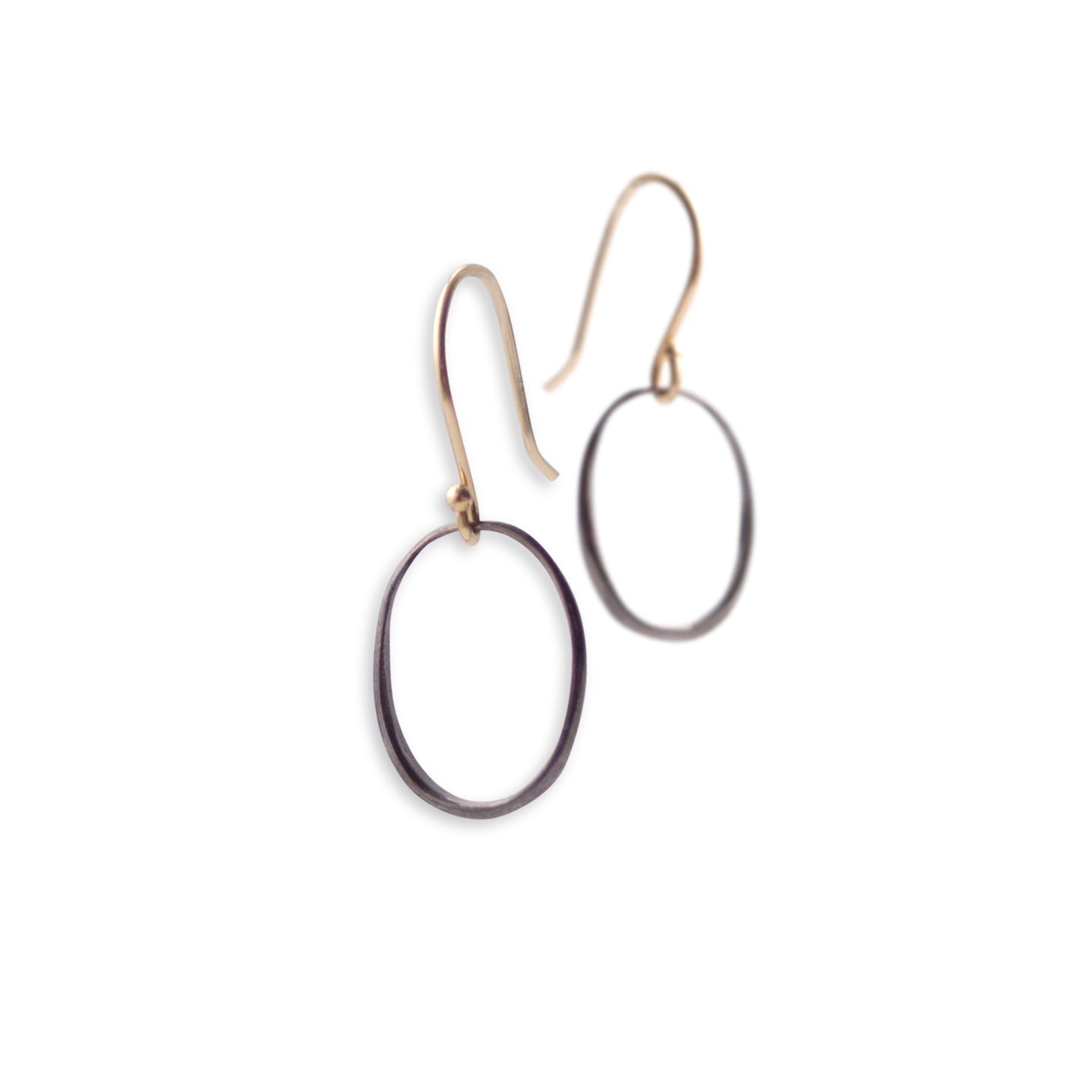 sterling silver plated in black rhodium with 14k ear wire / small &quot;o&quot; drop earrings