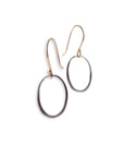 sterling silver plated in black rhodium with 14k ear wire / small "o" drop earrings