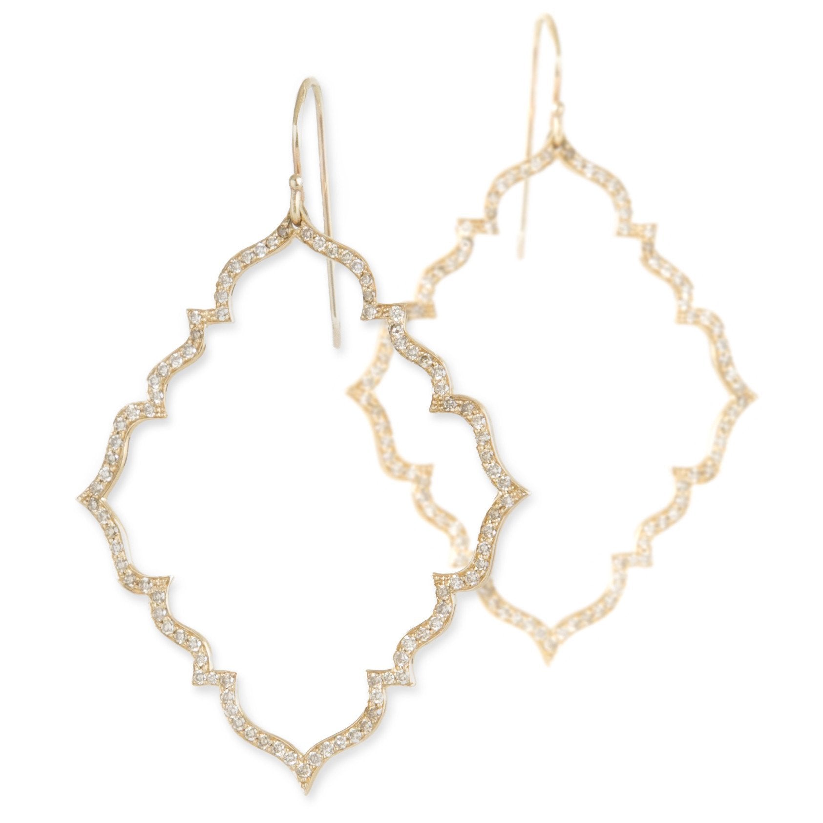 14k yellow gold with champagne diamonds diamond portail dangle earrings