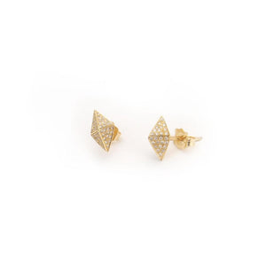 18K yellow gold with white diamonds pavé lis studs