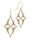 14k yellow gold with brown pave diamonds arabesque star earrings