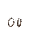 14k white gold with white diamonds plated in black rhodium / small sarah diamond hoops