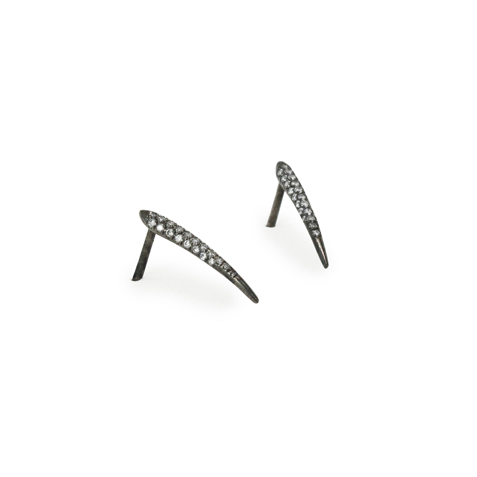 18k white gold plated in black rhodium pavé ankole studs