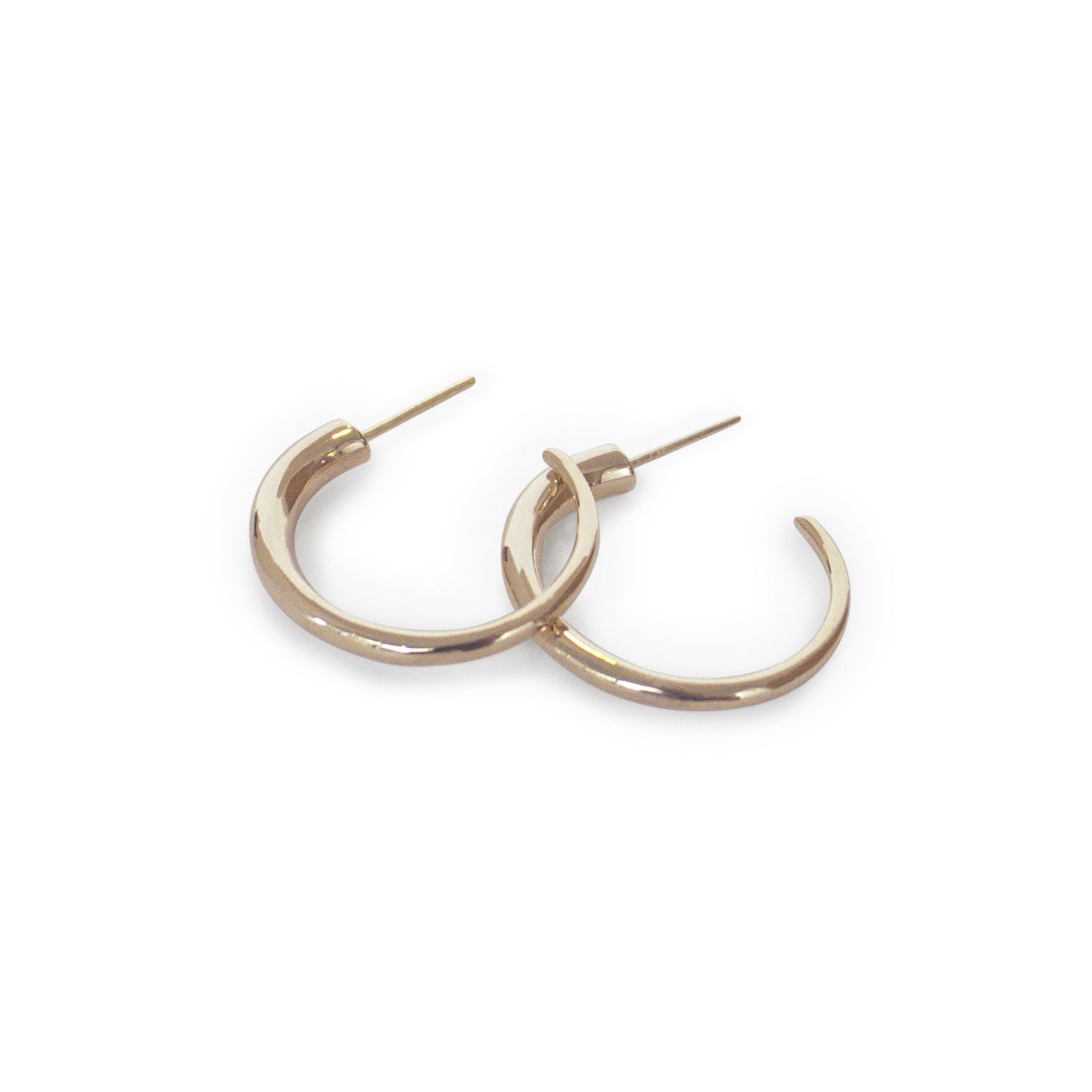 14k yellow gold round arpent hoops
