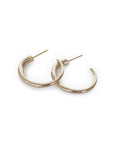 14k yellow gold round arpent hoops