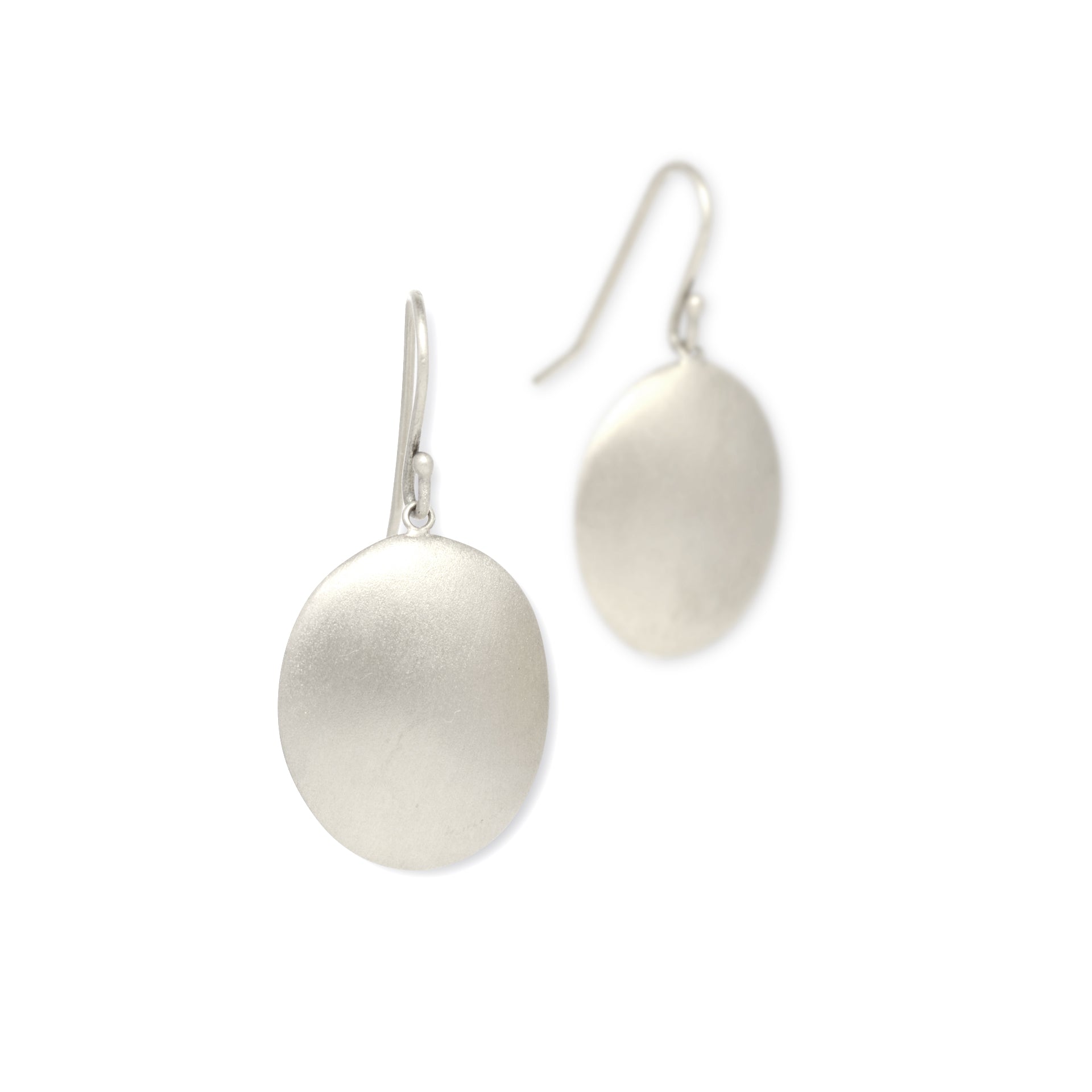 sterling silver large disc drop earrings