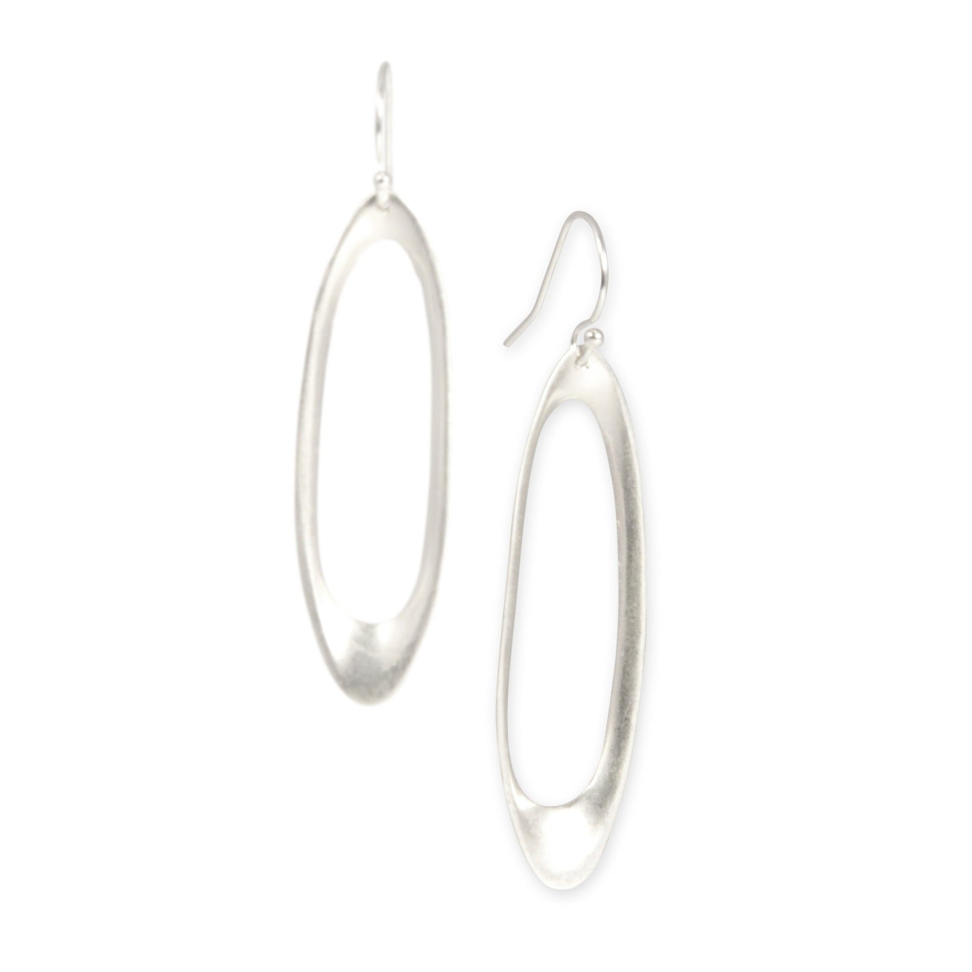 sterling silver elongated oculus earrings