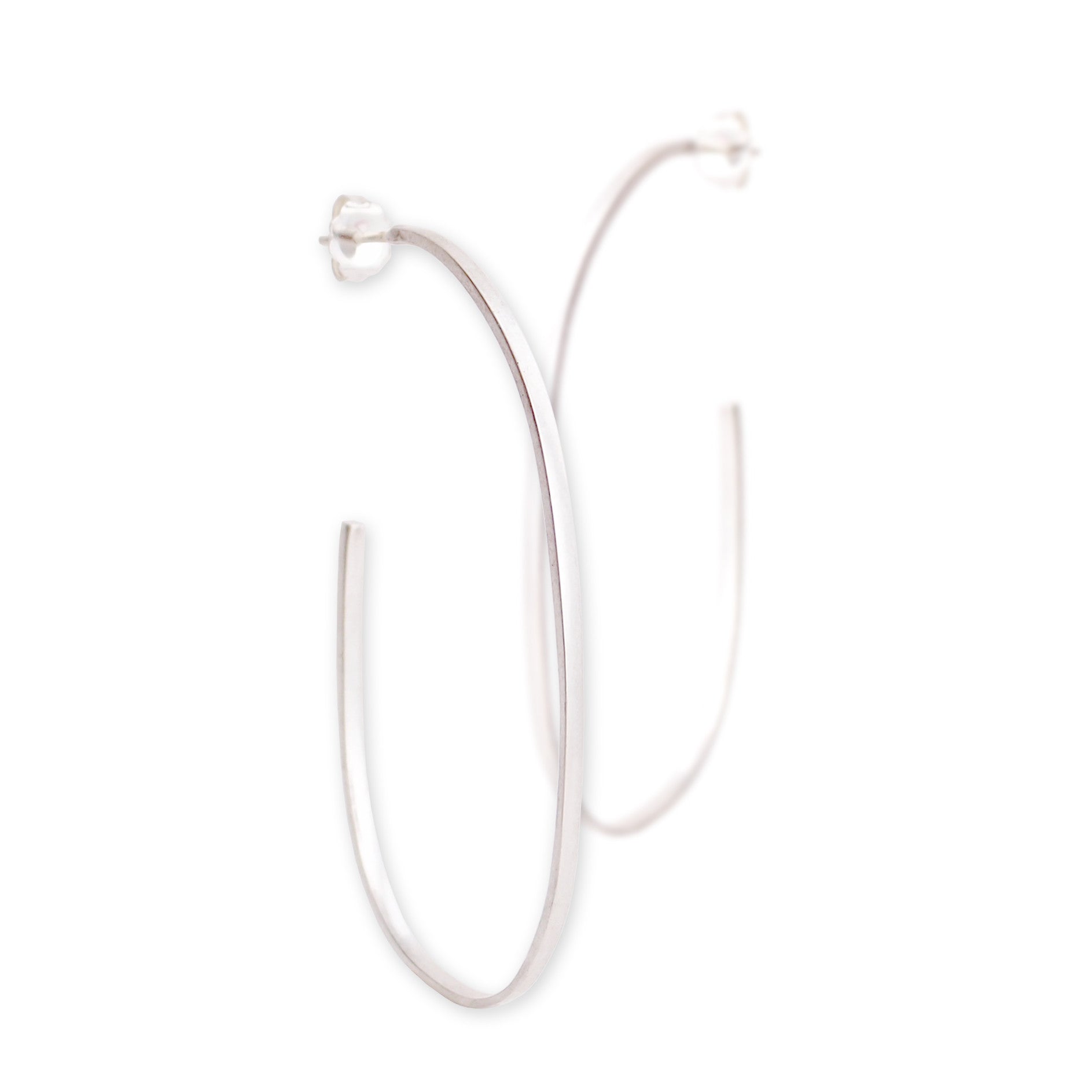 sterling silver oval sliver hoops