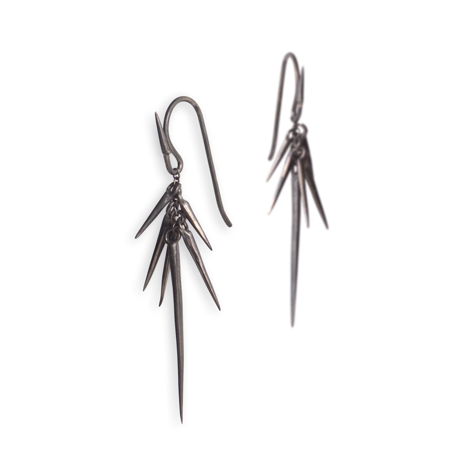 sterling silver plated in black rhodium - large small point cluster earrings