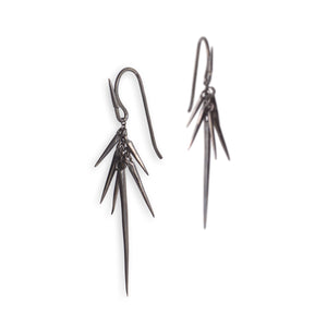 sterling silver plated in black rhodium - large small point cluster earrings