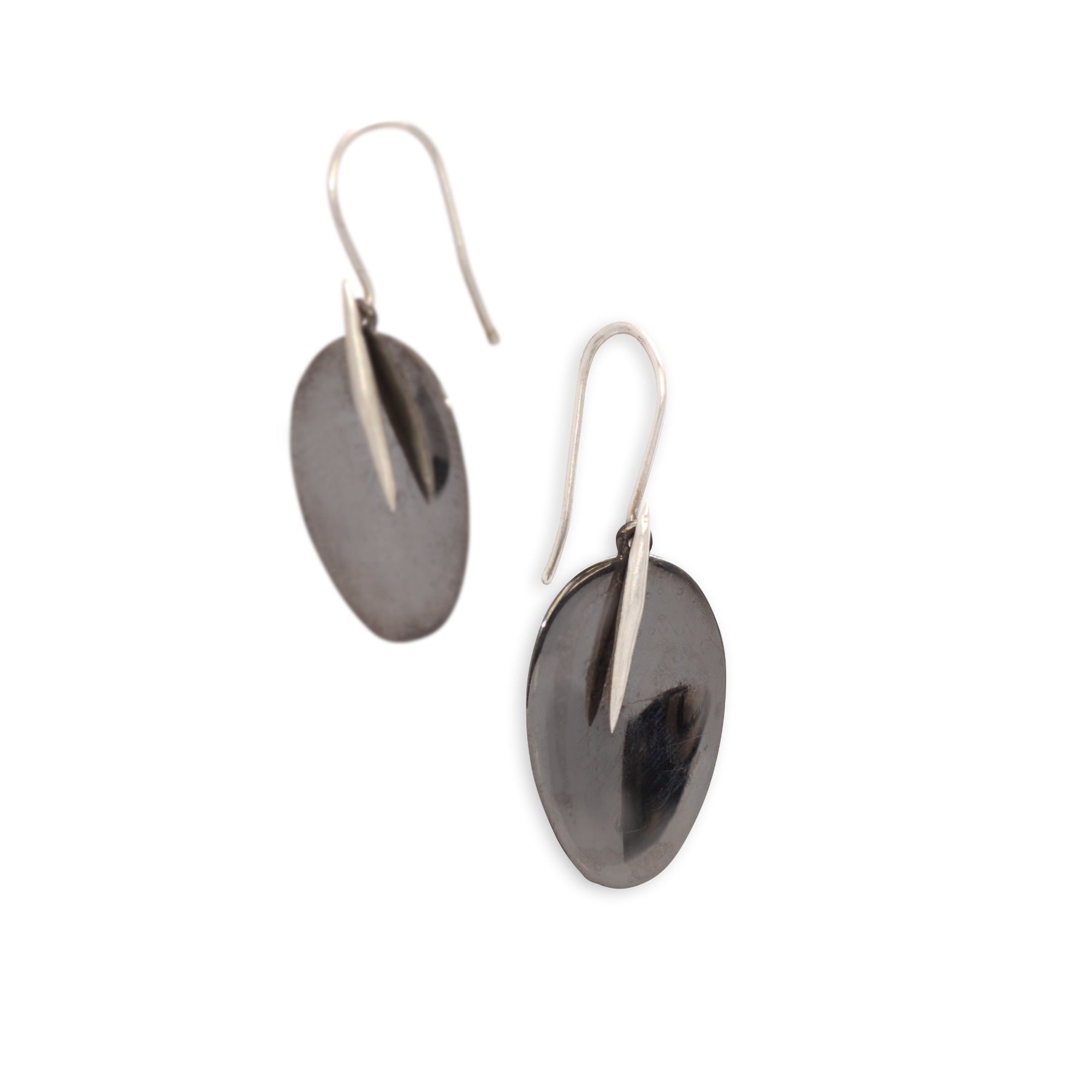 black rhodium with sterling silver point / large petal and point earrings