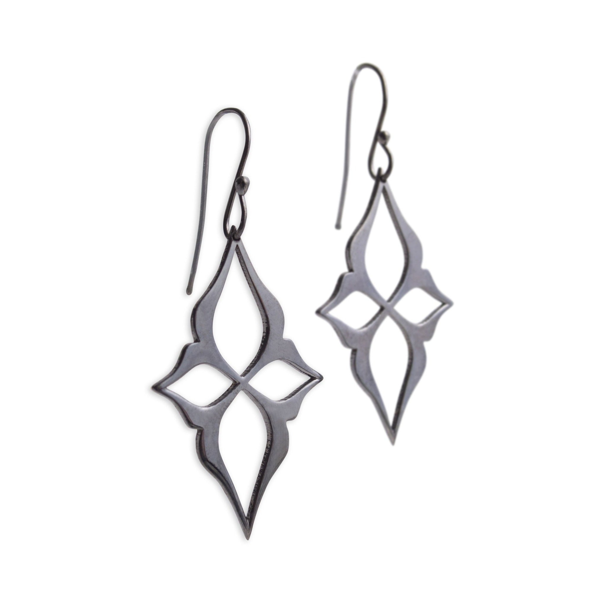 sterling silver plated in black rhodium arabesque star earrings