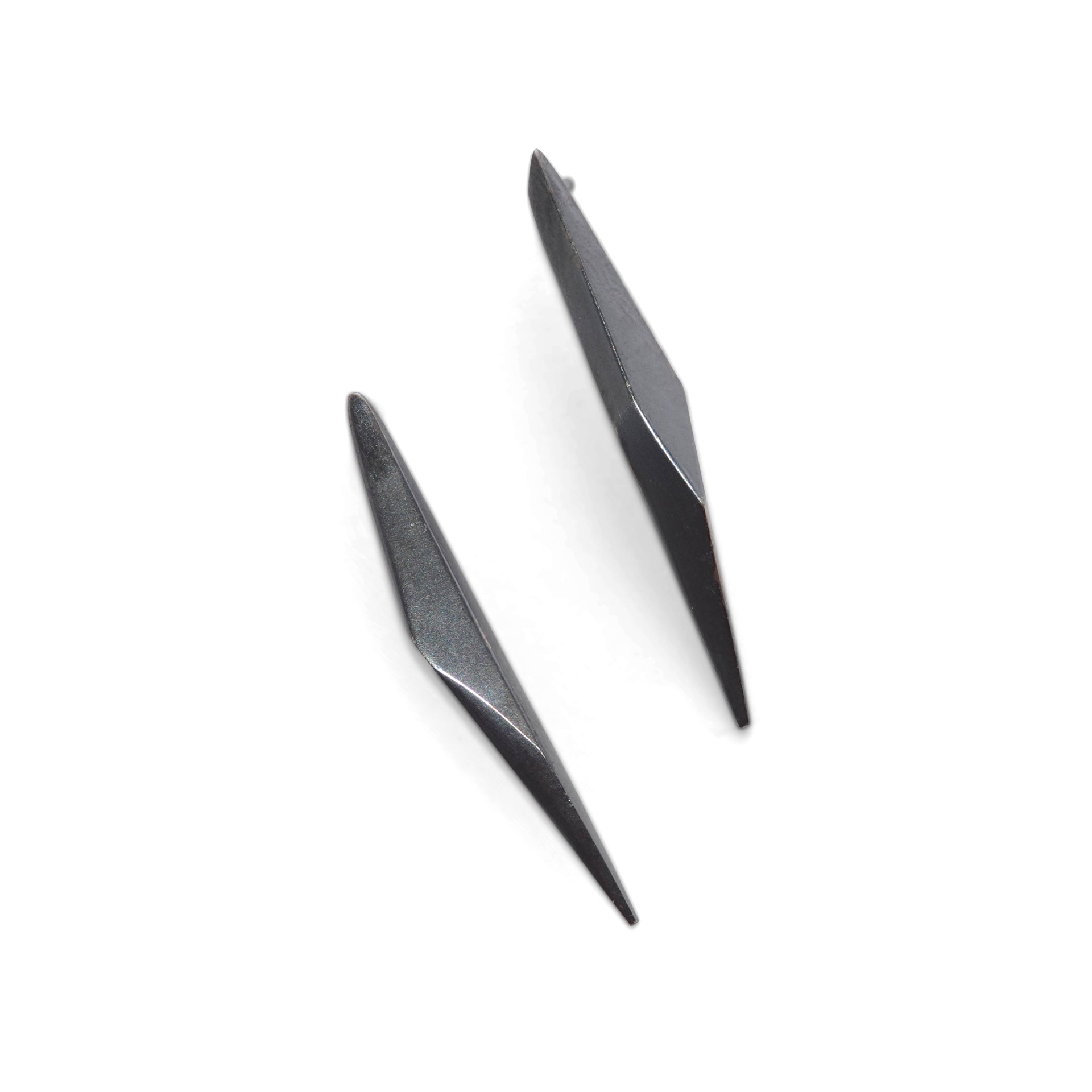 sterling silver plated in black rhodium long shard studs