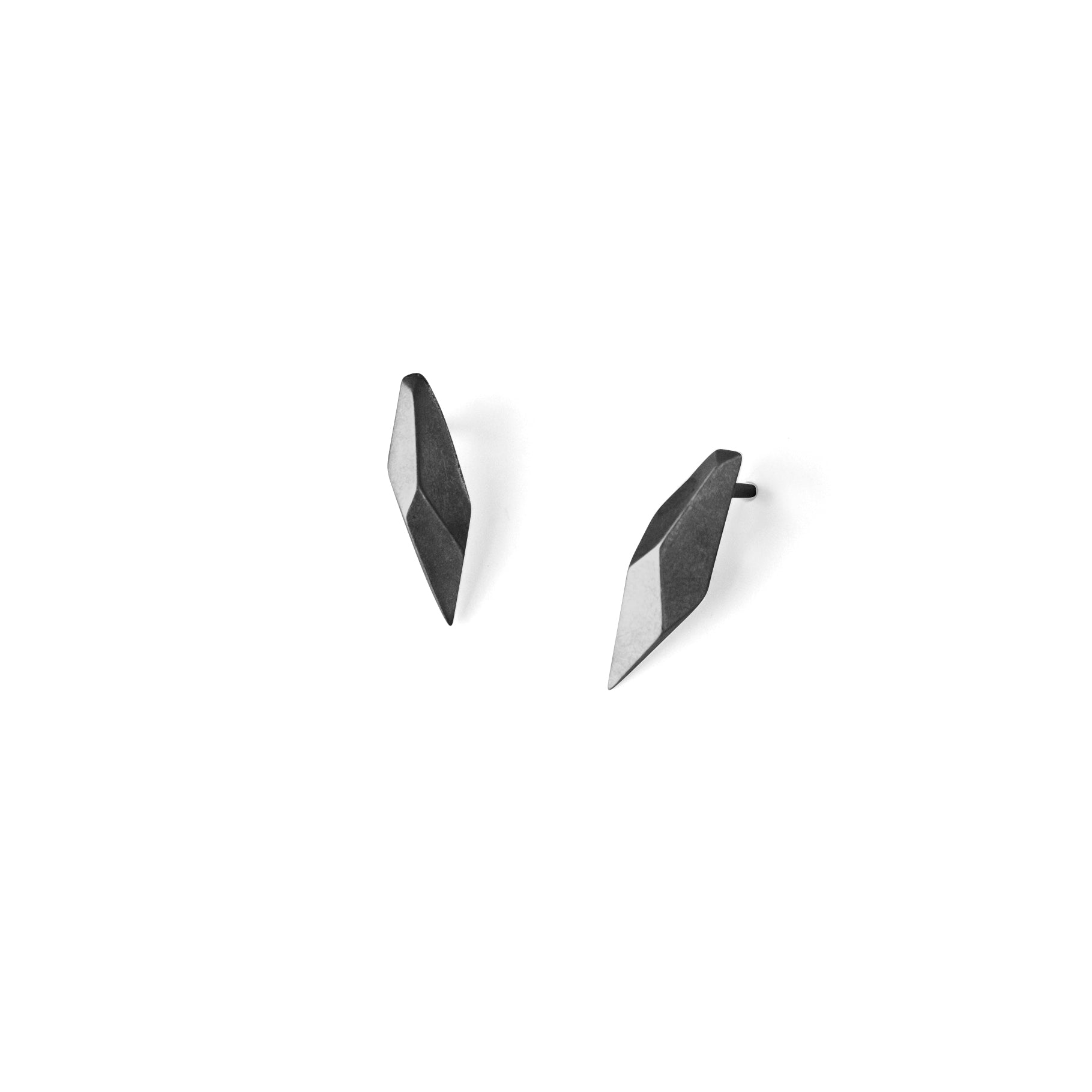 sterling silver plated in black rhodium small shard studs