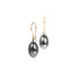 sterling silver plated in black rhodium with 14k yellow gold earwire egg drop earrings
