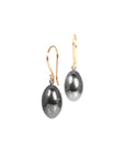 sterling silver plated in black rhodium with 14k yellow gold earwire egg drop earrings