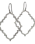 14k white gold plated in black rhodium with white diamonds diamond portail dangle earrings
