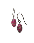 sterling silver plated in black rhodium with rubies pavé egg drop earrings