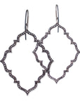 14k white gold plated in black rhodium with black diamonds diamond portail dangle earrings