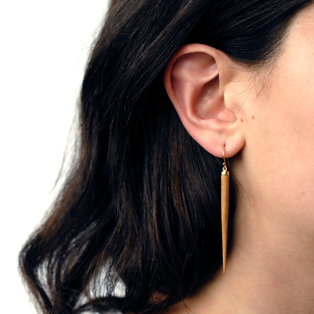 wood point drop earrings