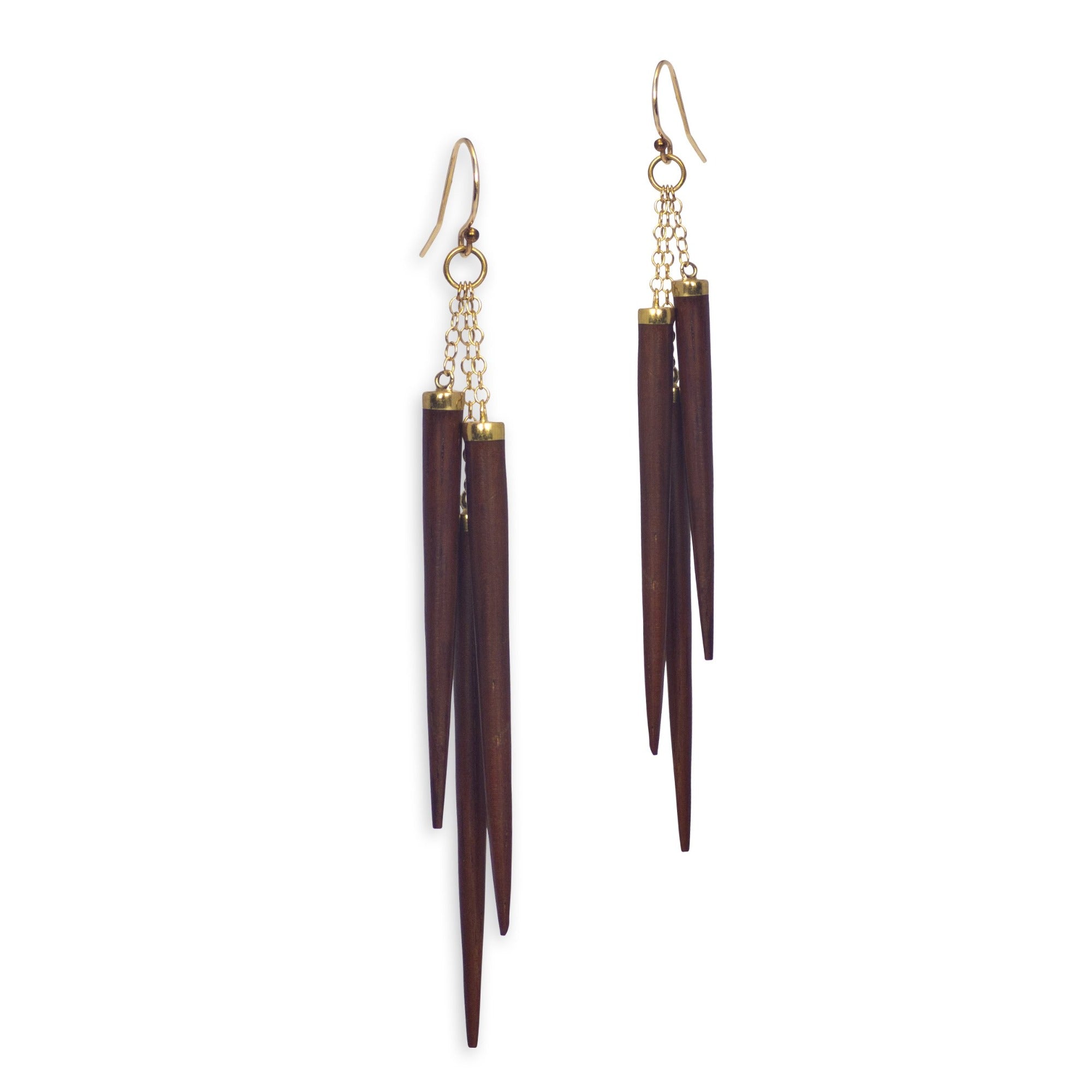 bloodwood/bronze wood point cluster earrings