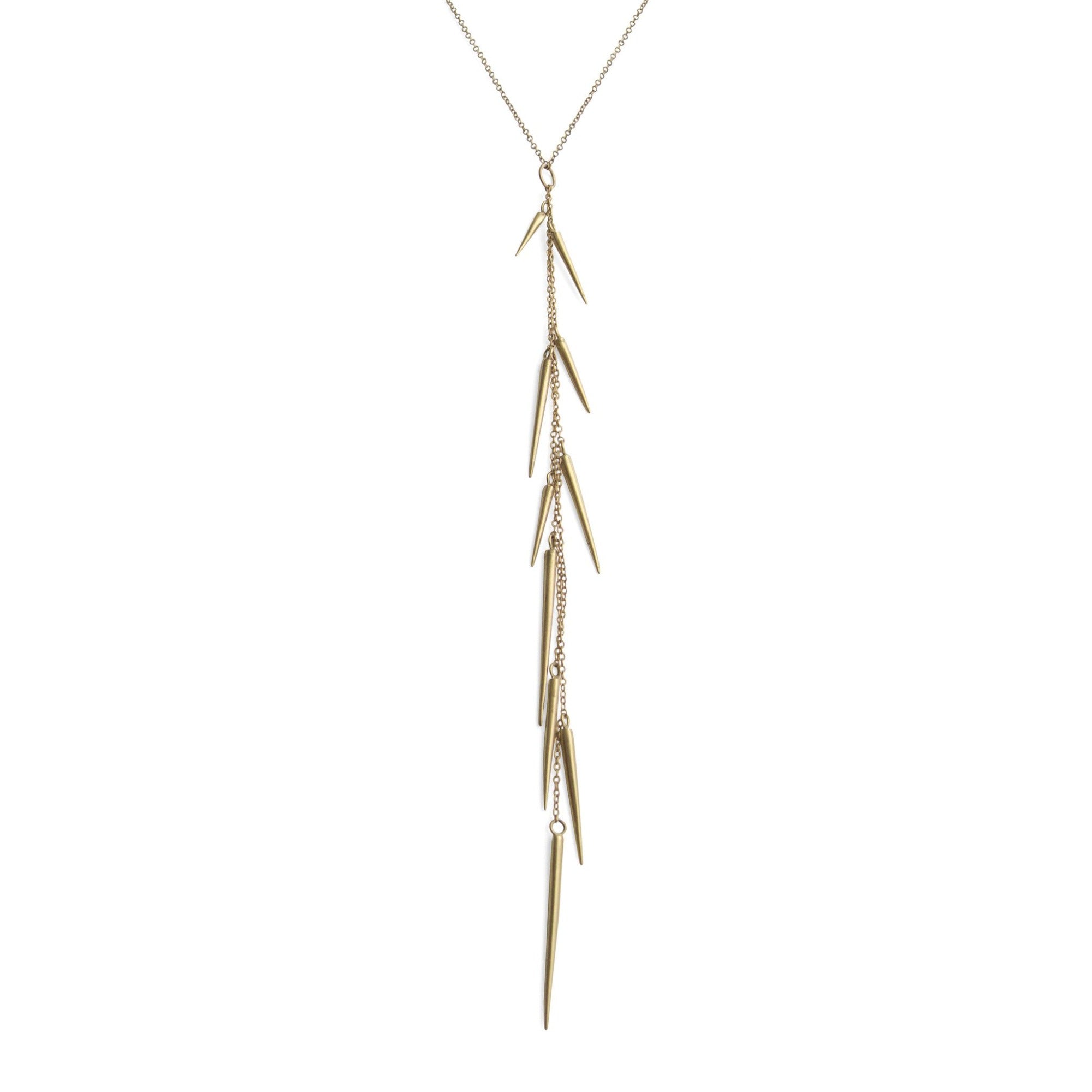 18k yellow gold small point long drop necklace