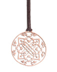 14k rose gold / 42" leather cord with caps arabesque medallion