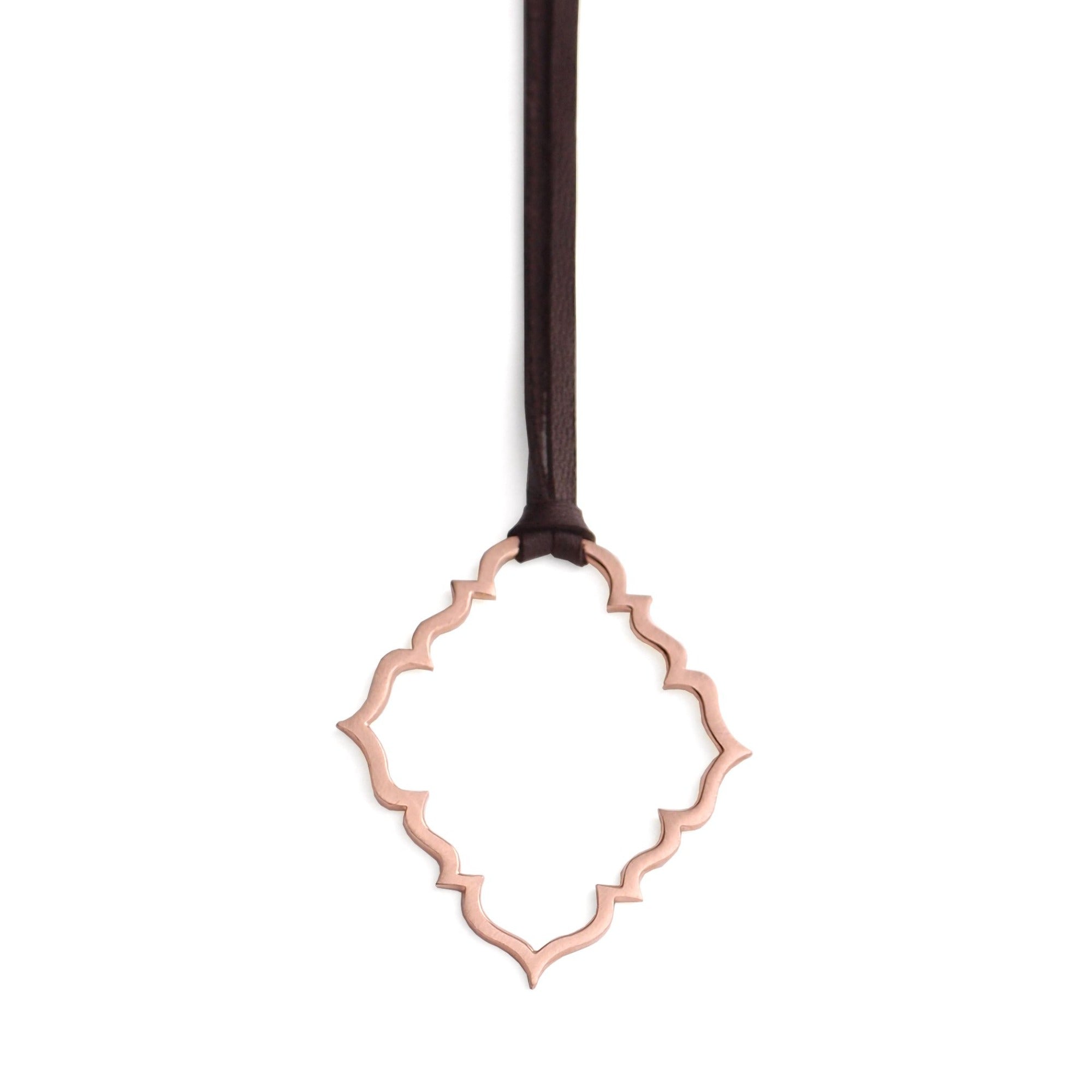 14k rose gold on 34&quot; leather cord portail pendant