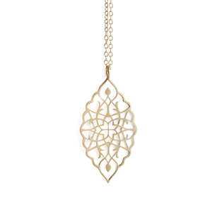 14k yellow gold / 27" 14k yellow gold chain arabesque petal pendant
