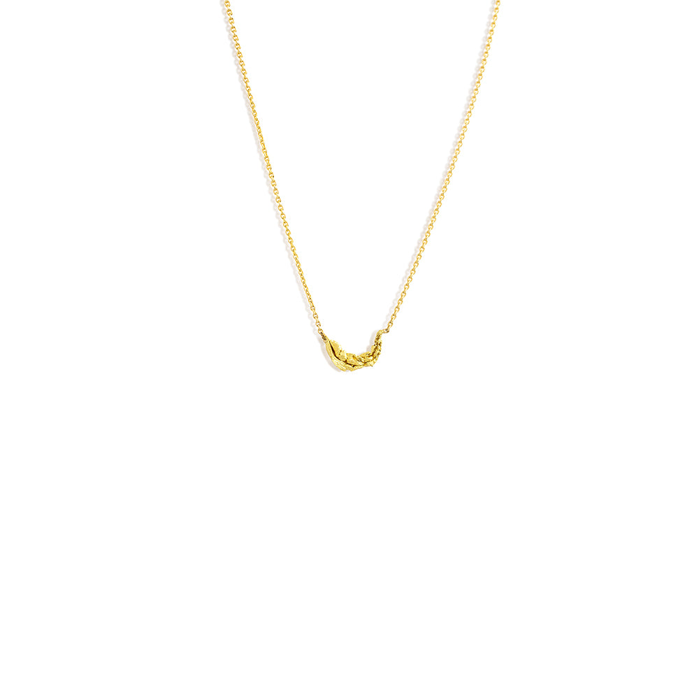 crescent/16" raw gold necklace