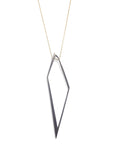 sterling silver plated in black rhodium/14k gold chain large hedron pendant