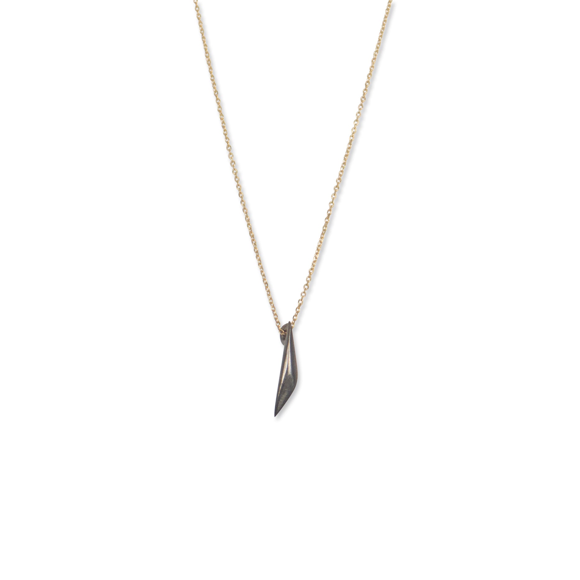 sterling silver plated in black rhodium/14k yellow gold chain vertical shard necklace