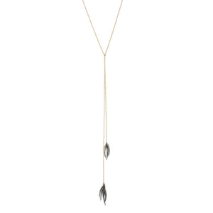 sterling silver plated in black rhodium/14k yellow gold ankole tassle sautoir