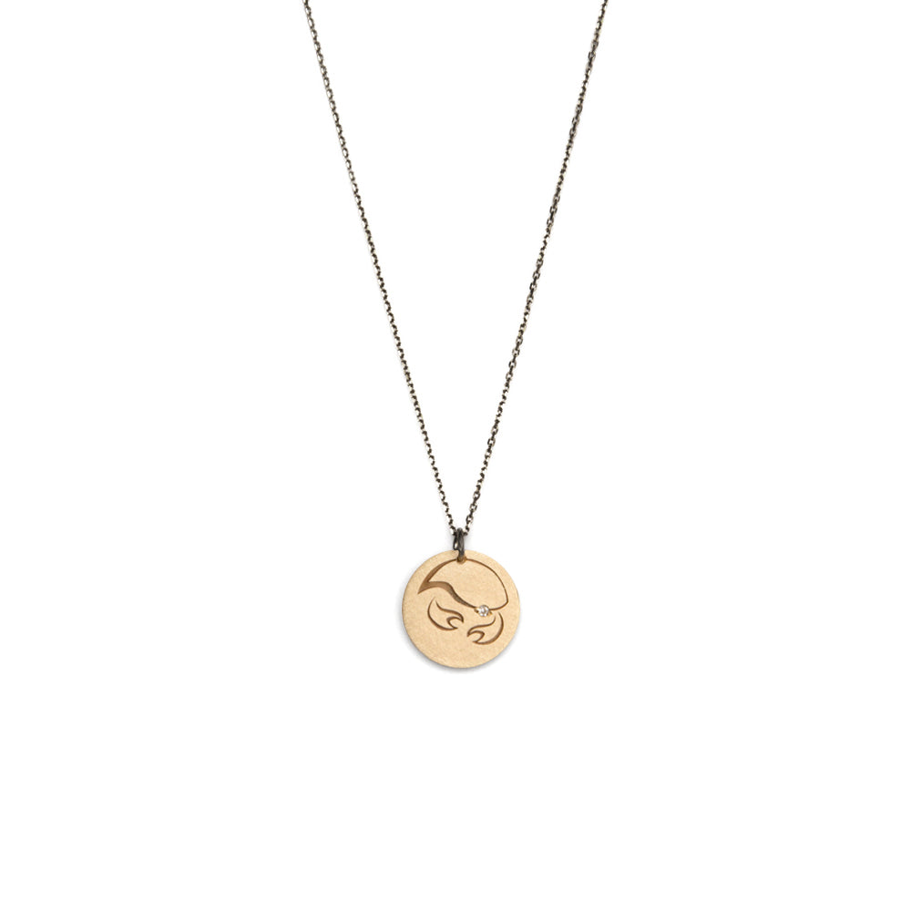 Cancer / 14k yellow gold / oxidized sterling silver zodiac charms