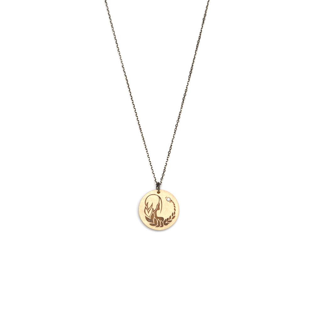 Virgo / 14k yellow gold / oxidized sterling silver zodiac charms