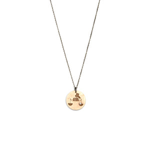 Libra / 14k yellow gold / oxidized sterling silver zodiac charms