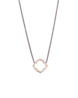 14k rose gold on an oxidized chain clover necklace