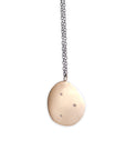 14k rose gold on oxidized chain with brown diamonds large disc pendant