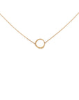 14k yellow gold with white diamond/14k yellow gold chain offset circle necklace