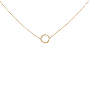 14k yellow gold with white diamond/14k yellow gold chain offset circle necklace