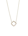 18k yellow gold with white pave diamonds pavé clover necklace