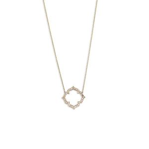 18k yellow gold with white pave diamonds pavé clover necklace
