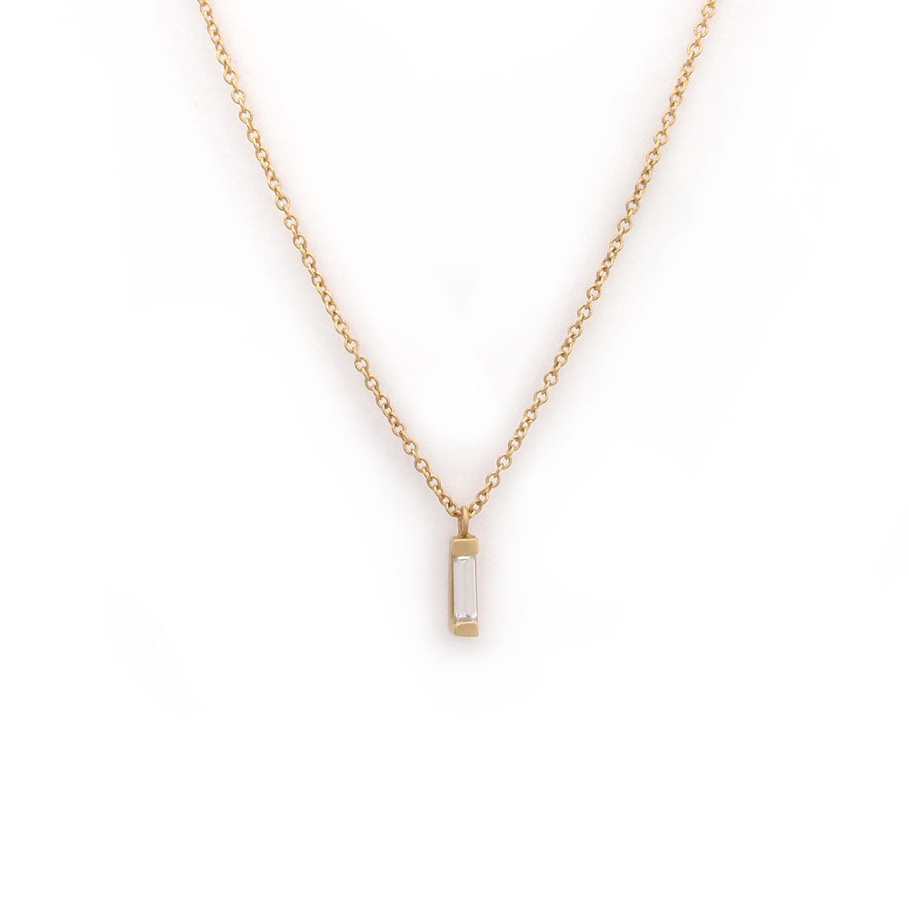 Default Title vertical baguette diamond necklace