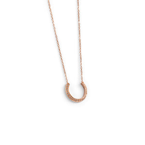 14k rose with white diamonds / small diamond crescent necklace