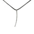 14k white gold pendant plated in black rhodium with black diamonds on leather choker cord with adjustable clasp pavé curved stake choker