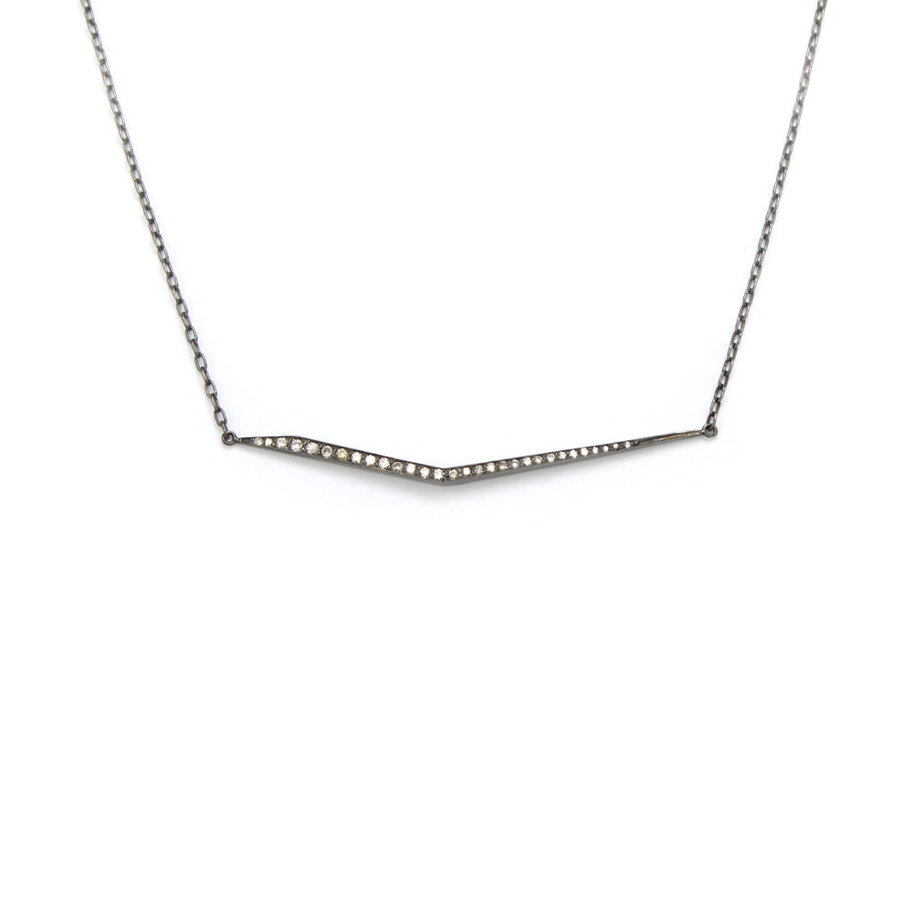 14k white gold plated in black rhodium with brown diamonds diamond trace necklace